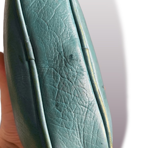 Michael Kors Luxury Leather Hamilton Sling Crossbody Bag in Turquoise & Gold - Picture 7 of 15